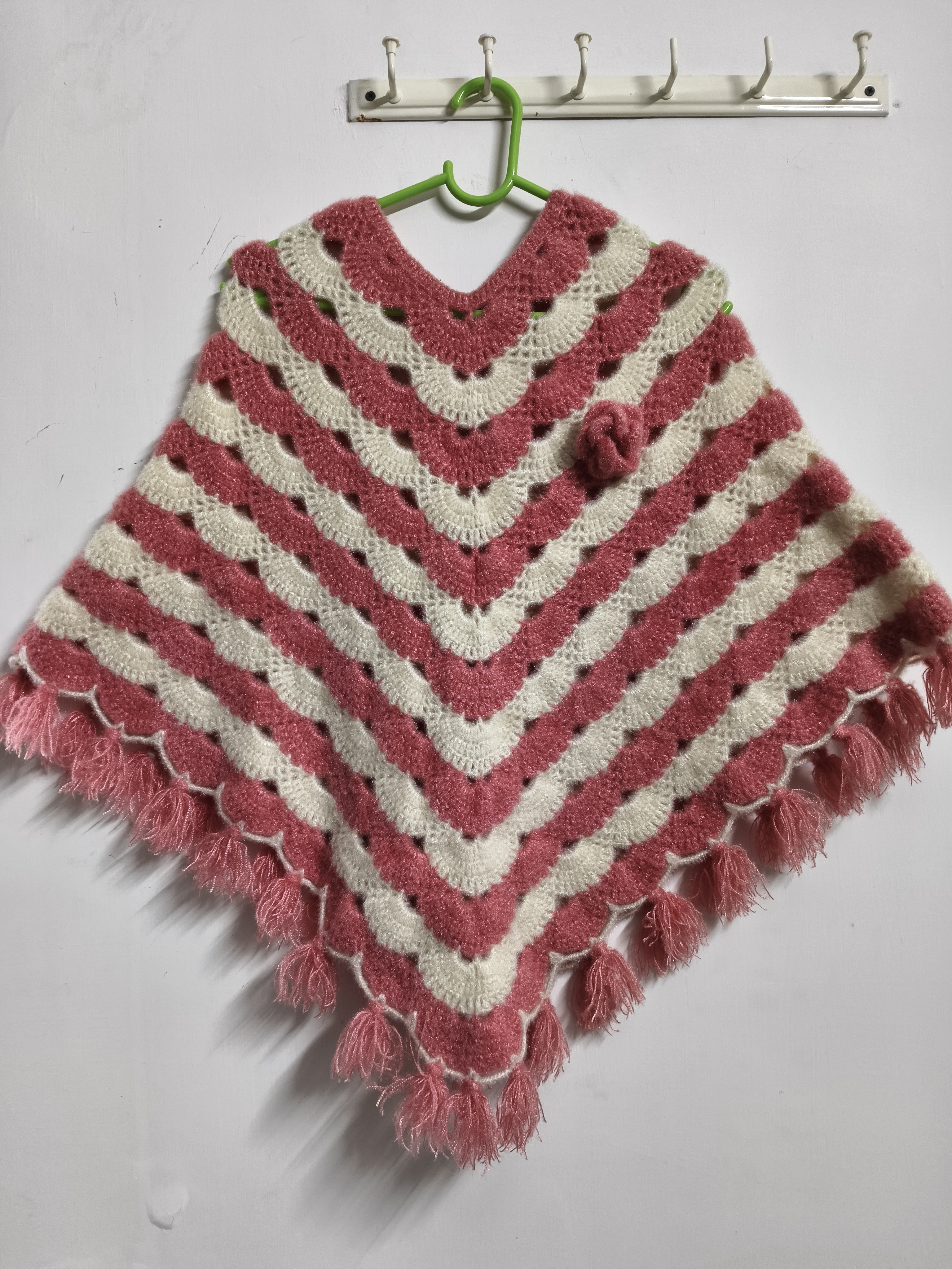 Pink petal Crochet Poncho