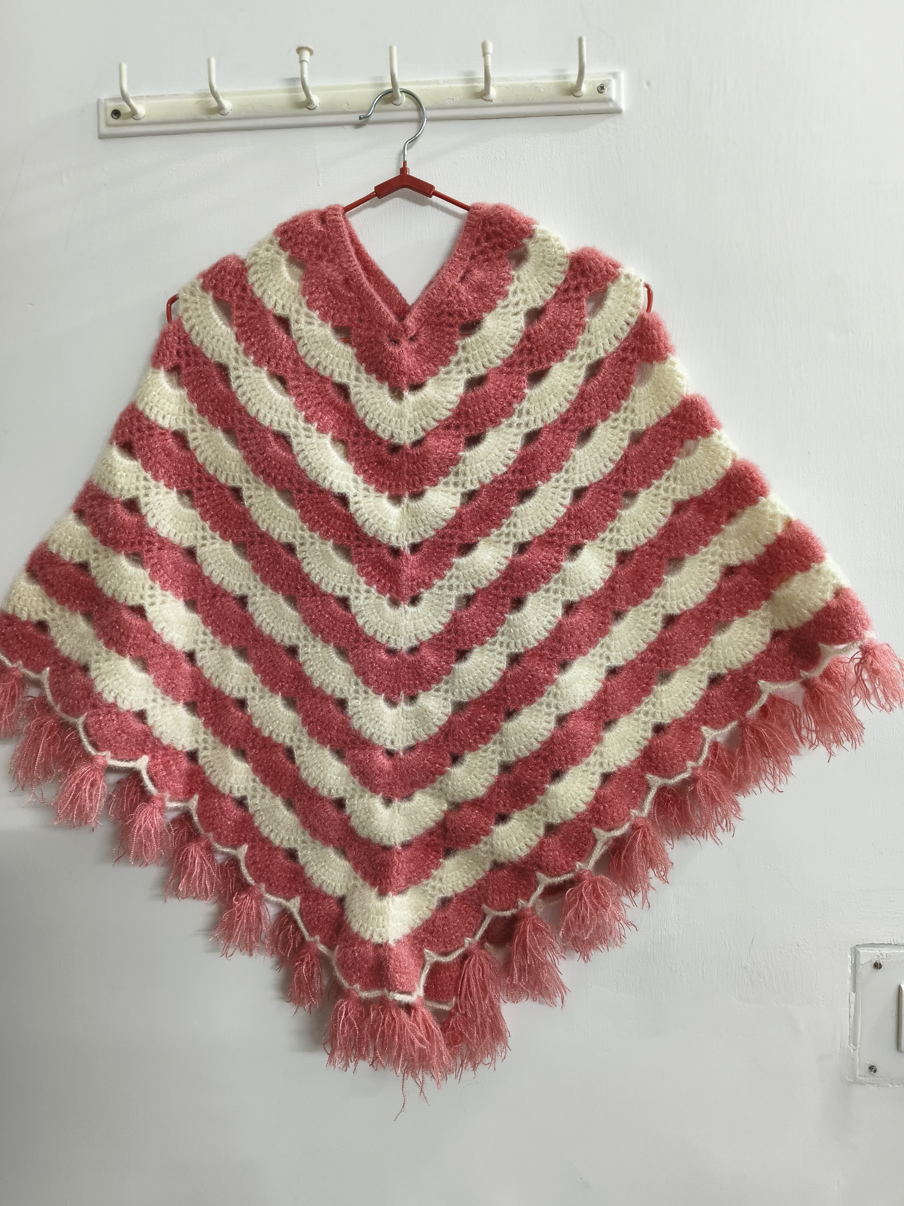 Pink petal Crochet Poncho