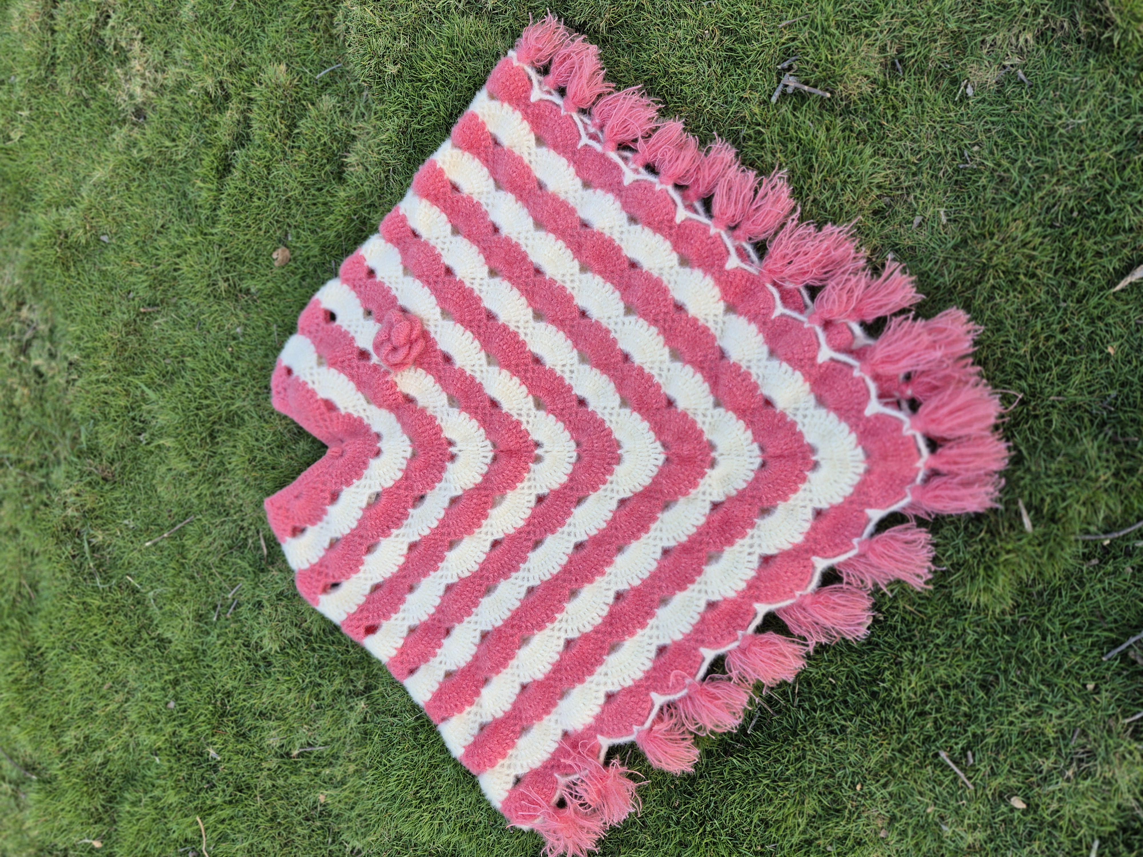 Pink petal Crochet Poncho